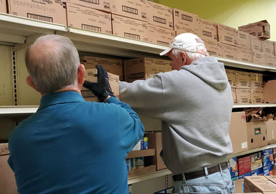Stocking shelves at Our Daily Bread Food Bank